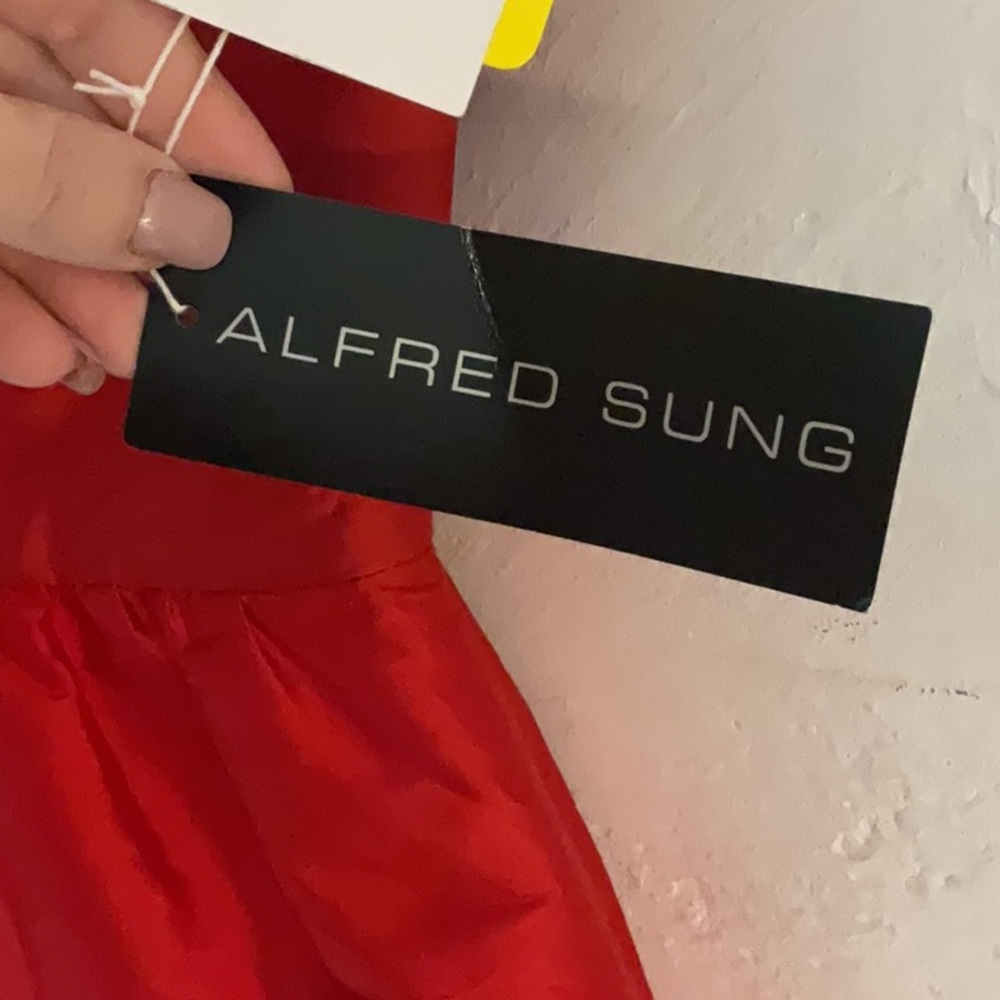 ALFRED SUNG Peplum Halter Cocktail Dress w/Keyhole Neckline, Size 12, Poppy, NWT - Picture 10 of 10